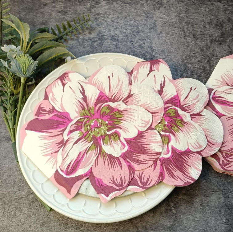 Duplex Stratum Disposable Decorative Square lintea cum Pink & Alba Floral Design Duplex Stratum Disposable Decorative Square lintea cum Pink & Alba Floral Design