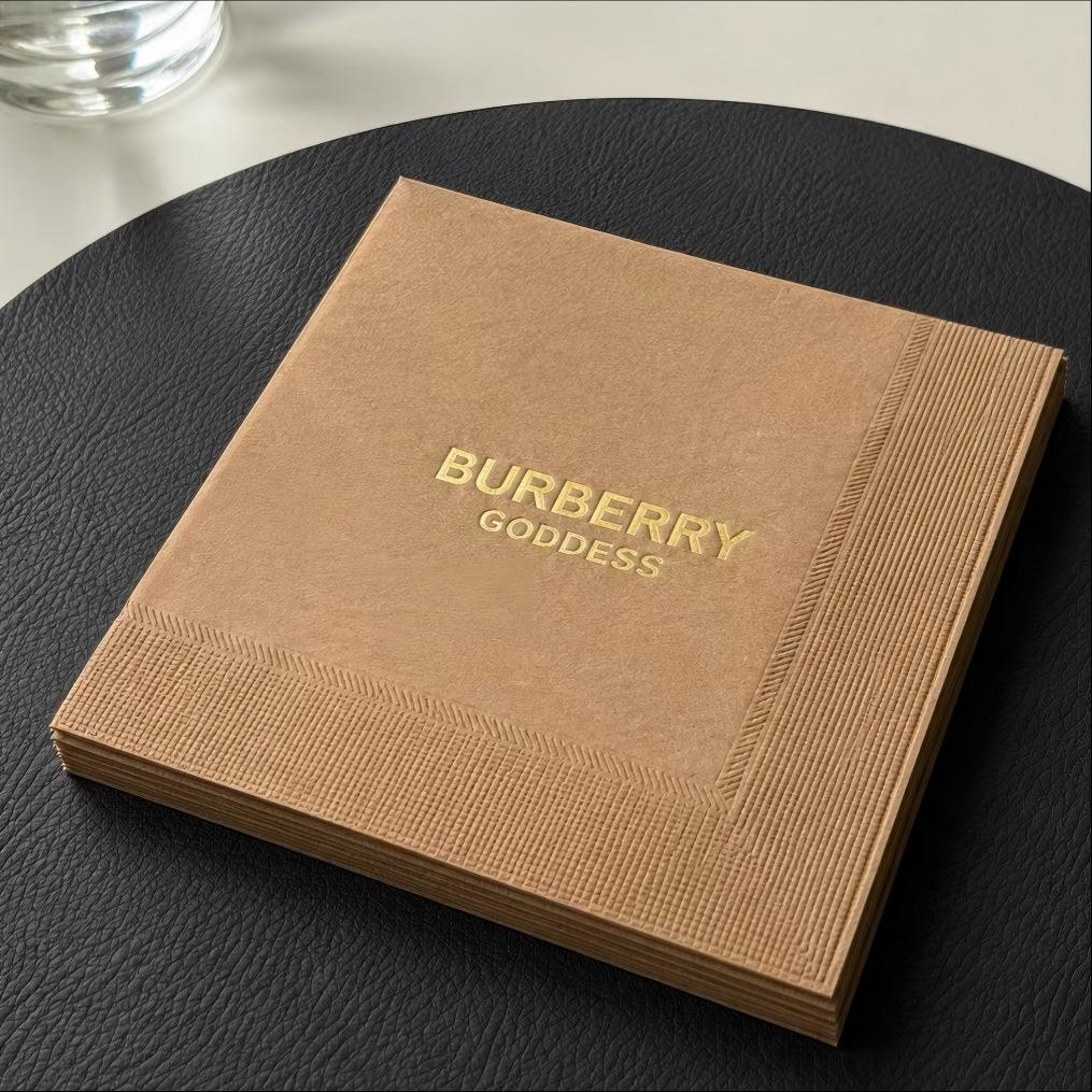 Luxuria Aurum Foil Stamped Brown Paper Napkins | 25x25 cm | Consuetudo 